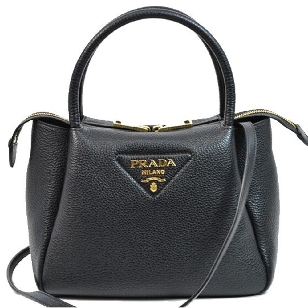 Prada Liaison Leather Handbag textured black leather